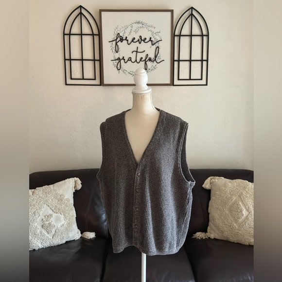 Eddie Bauer Gray 100% Cotton Button Up Vest Size XL Tall Classic Casual Retro - Picture 2 of 11